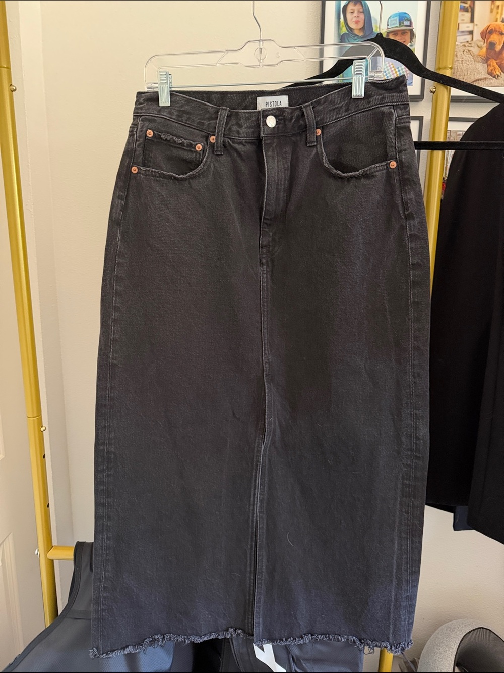 pistola Alice Washed Black denim skirt